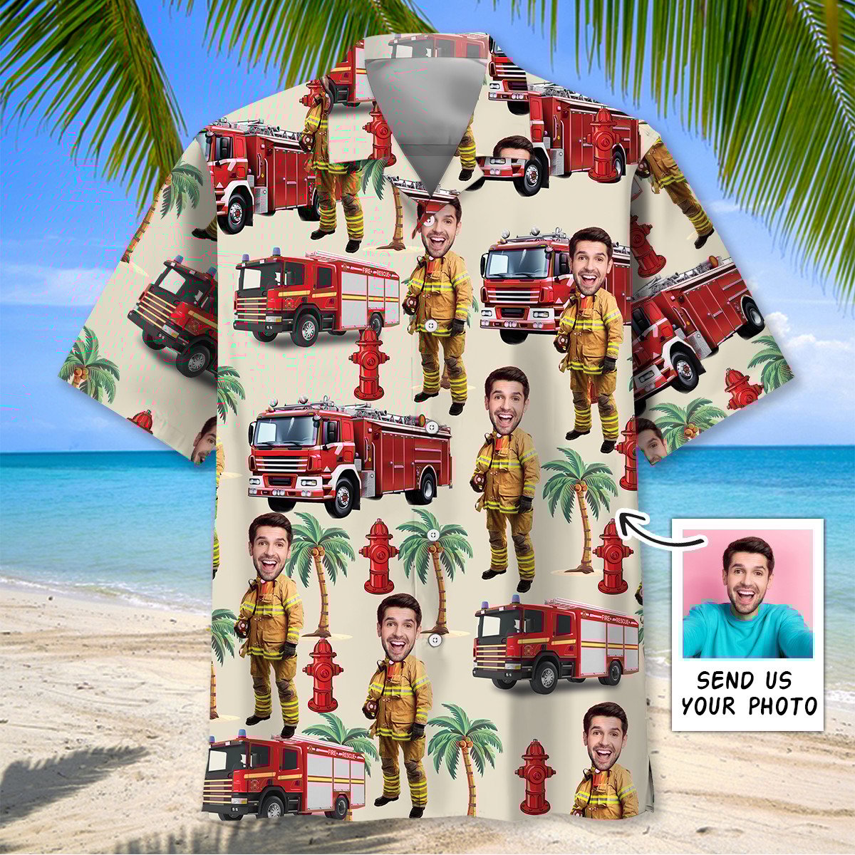 Goalzenith Firefighter Custom Face Hawaiian Shirt For Fan