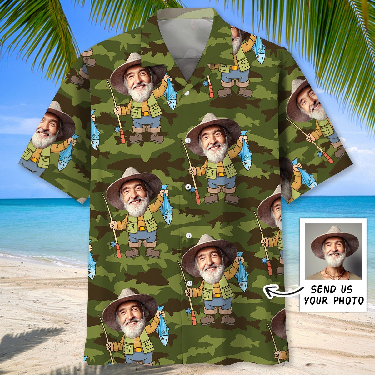 Goalzenith Fishing Custom Face Photo Hawaiian Shirt For Fan