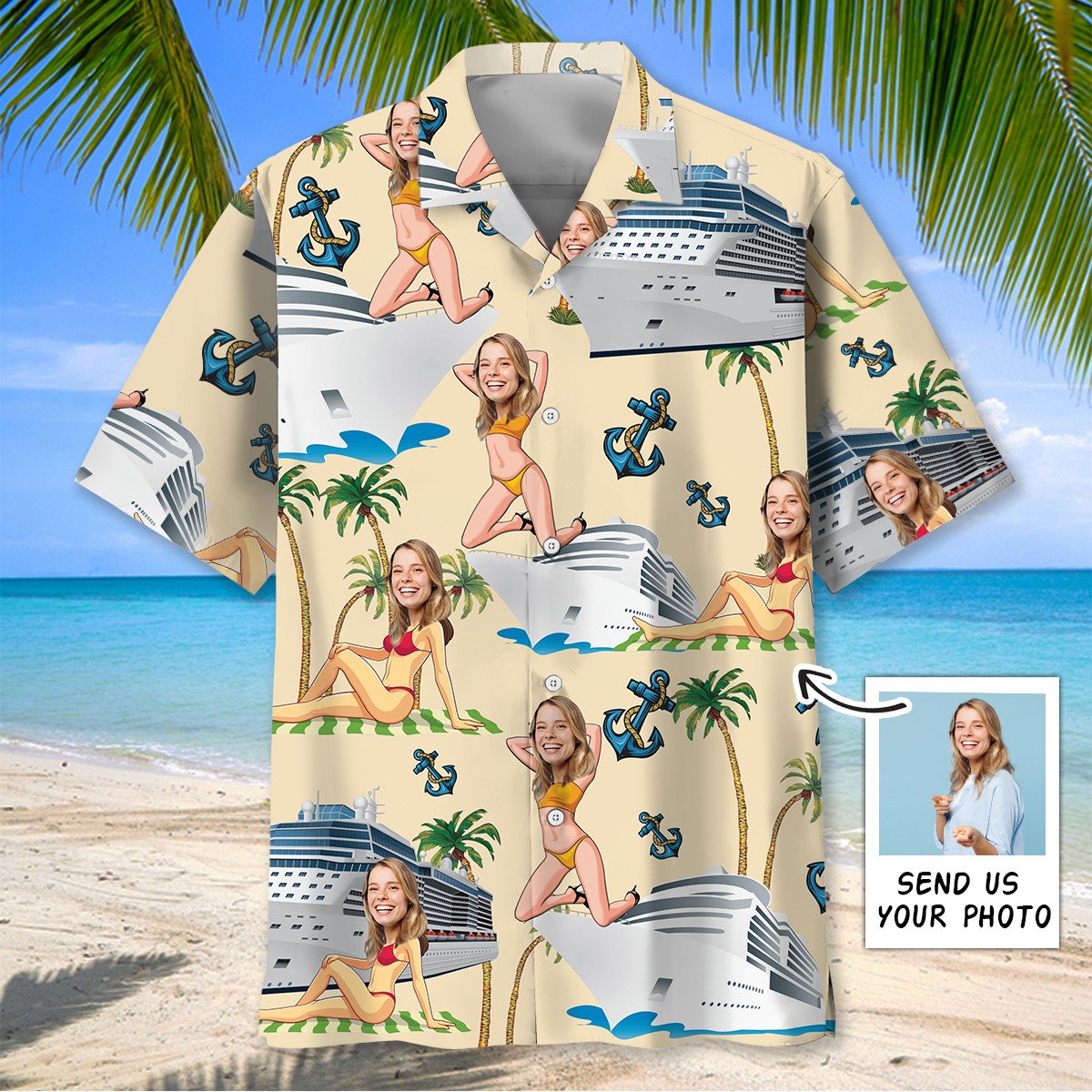 Goalzenith Funny Bikini Wife Face Custom Hawaiian Shirt For Husband For Fan