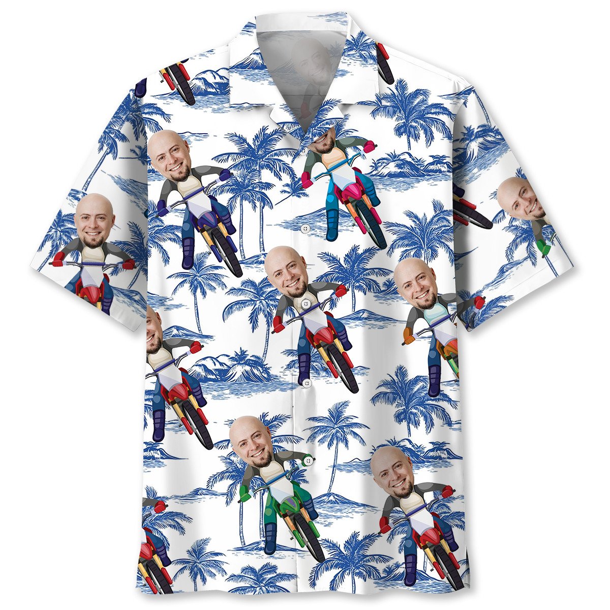 Goalzenith Funny Dirt Bike Man Custom Face Hawaiian Shirt For Fan