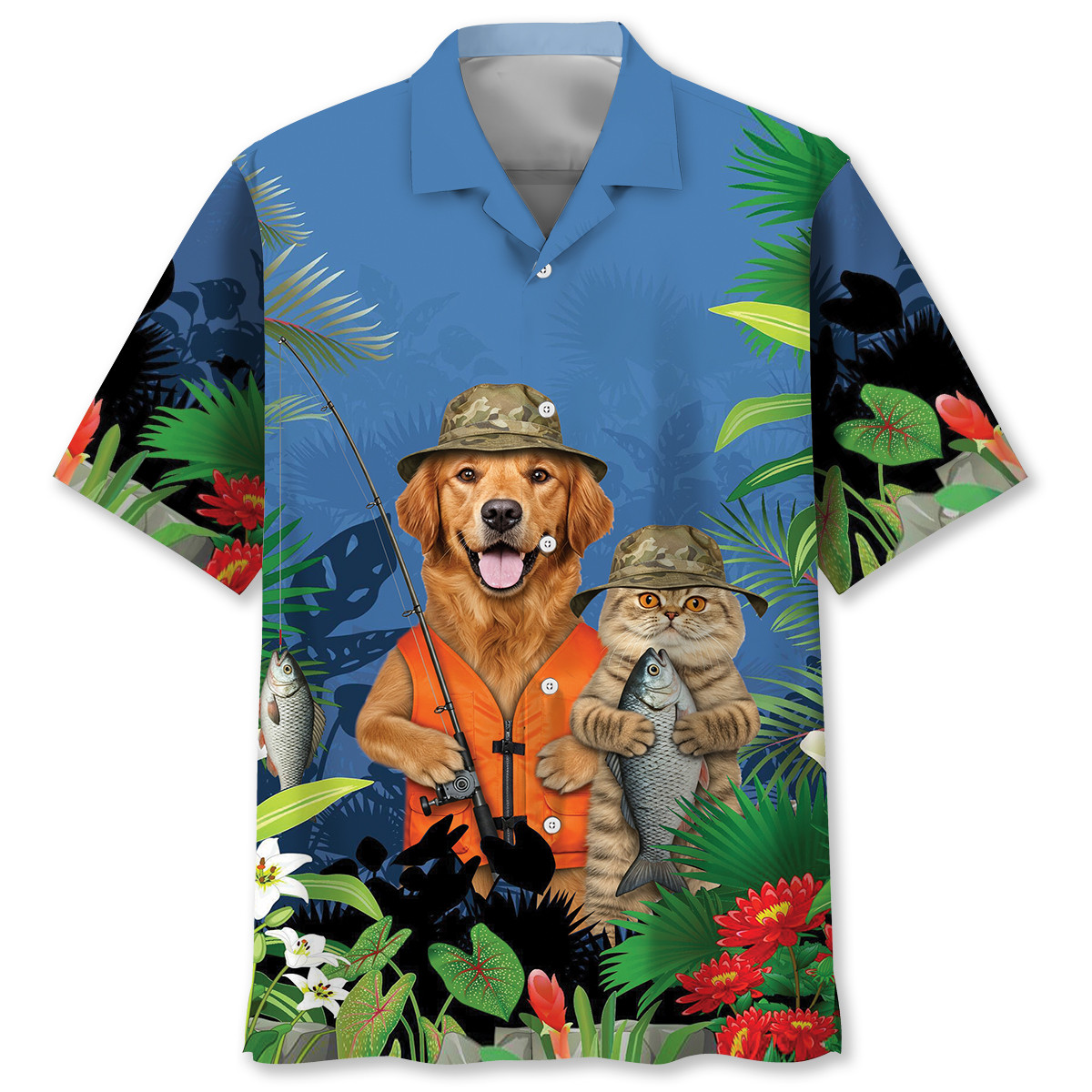 Goalzenith Funny Dog And Cat Fishing For Fan