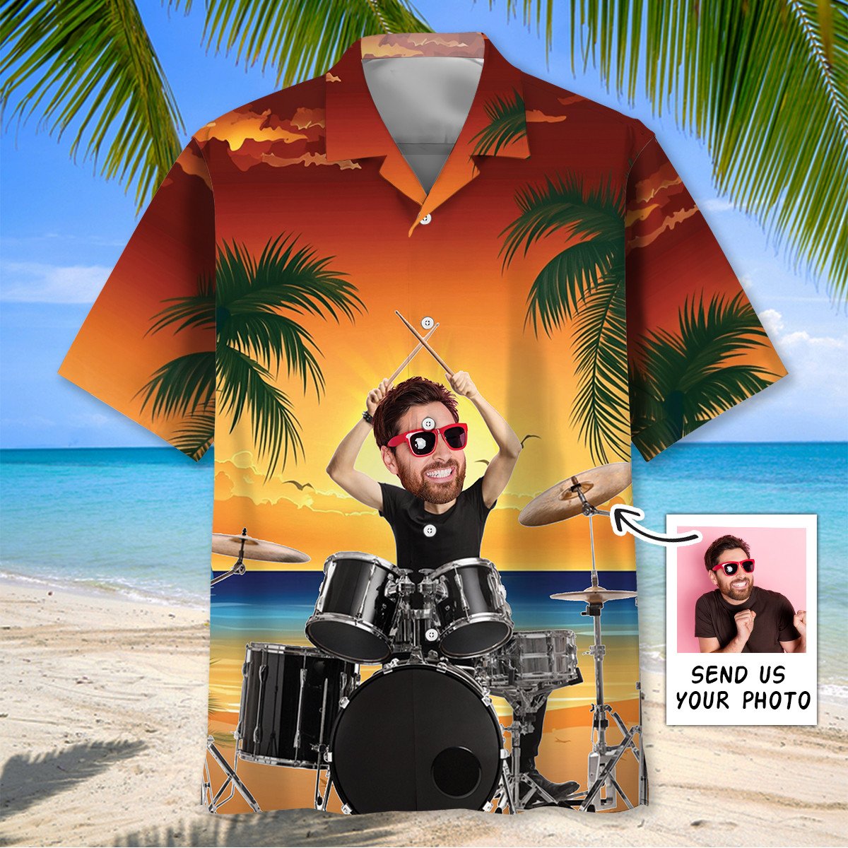 Goalzenith Funny Drummer Custom Face Hawaiian Shirt For Fan