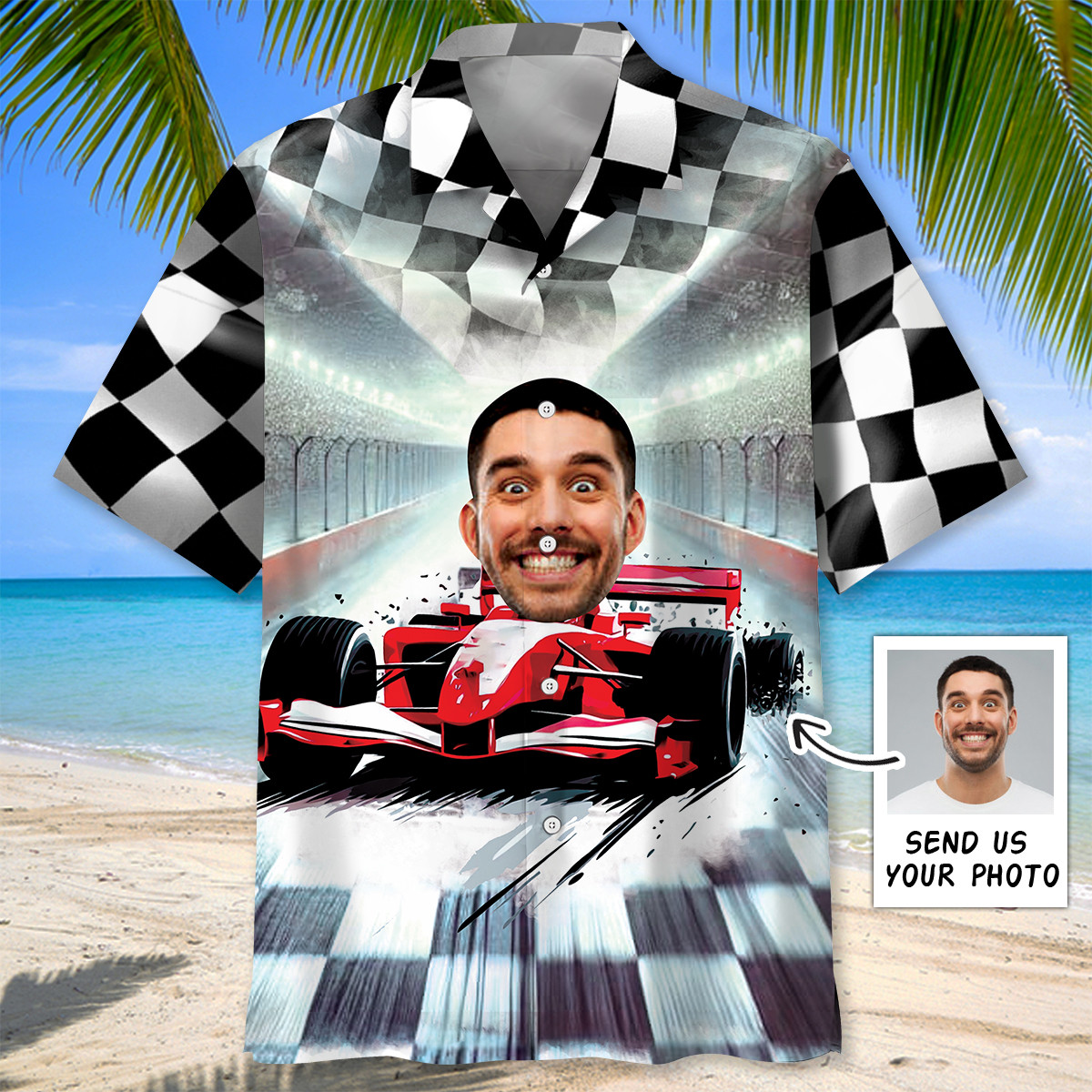 Goalzenith Funny F1 Racing Car Custom Photo Hawaiian Shirt For Fan