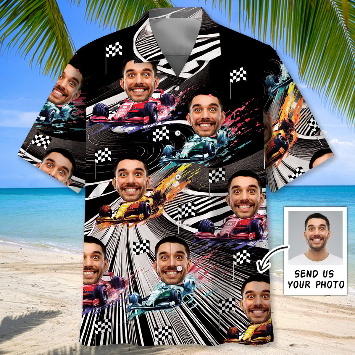 Goalzenith Funny F1 Racing Car Race Track Custom Photo Hawaiian Shirt For Fan