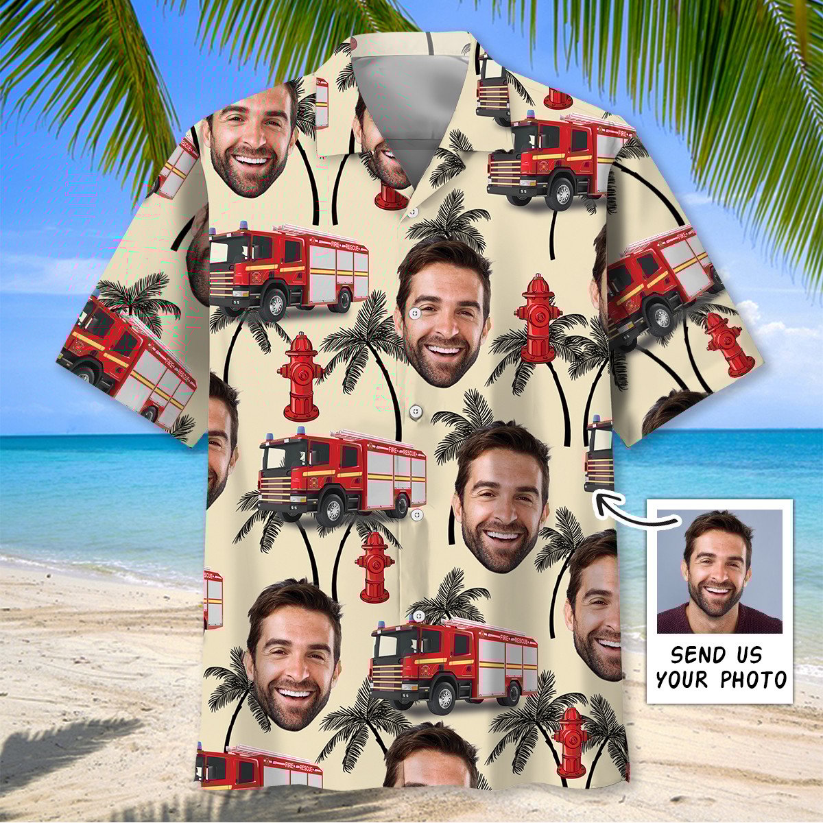 Goalzenith Funny Firefighter Custom Photo Hawaiian Shirt For Fan