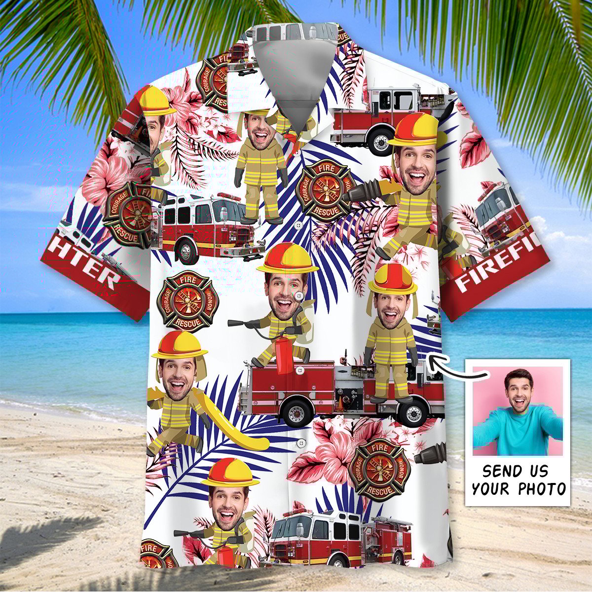 Goalzenith Funny Firefighter Nature Custom Face Hawaiian Shirt For Fan