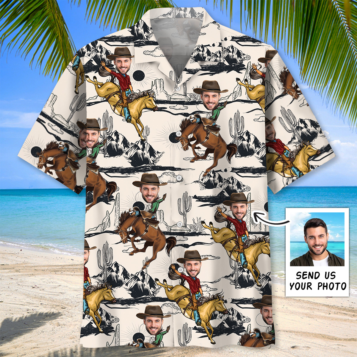 Goalzenith Funny Horse Rodeo Custom Photo Hawaiian Shirt For Fan