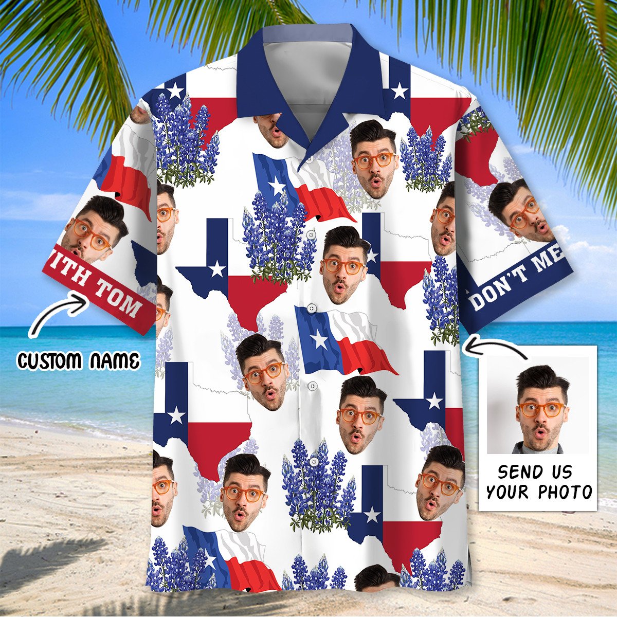 Goalzenith Funny Texas Custom Face Hawaiian Shirt For Fan