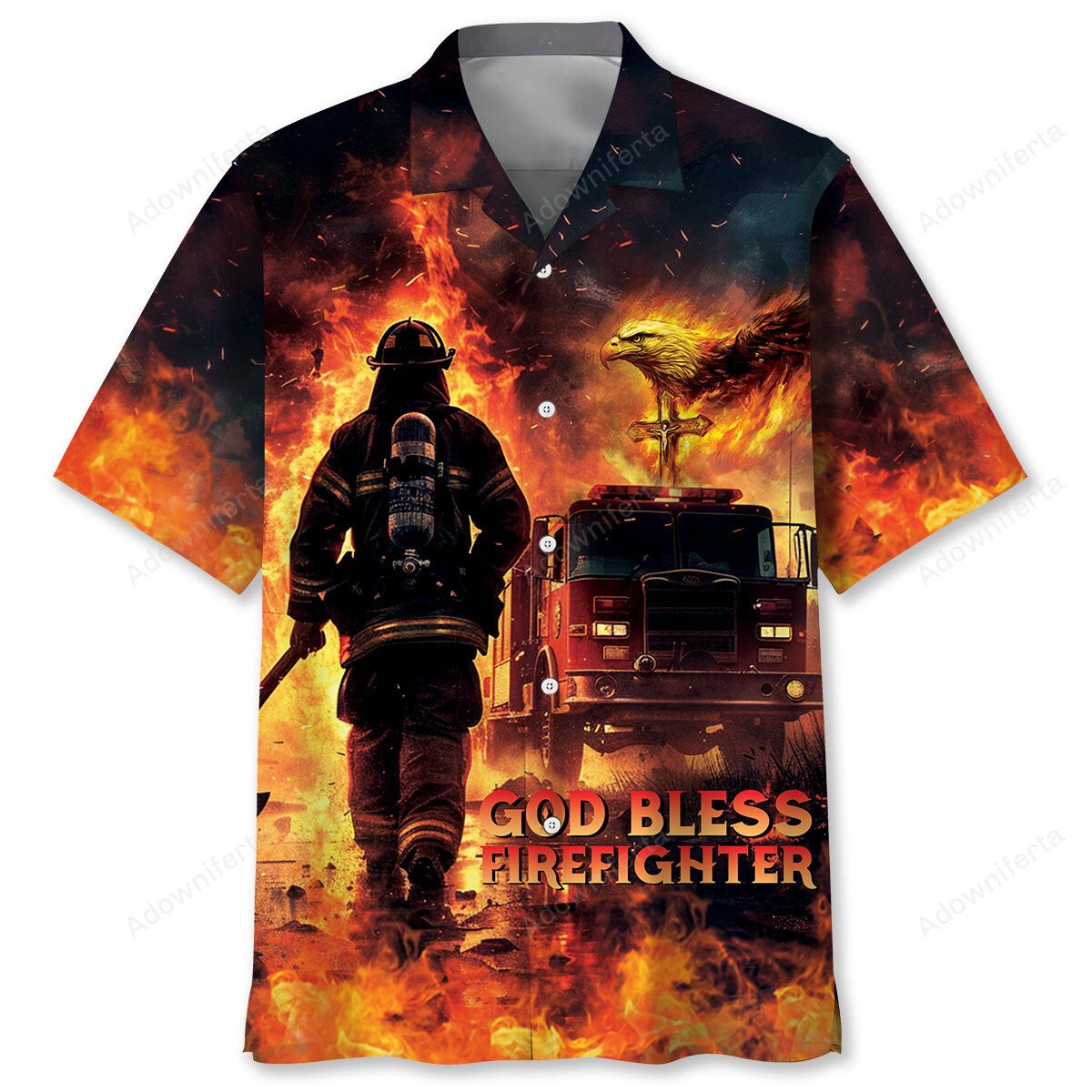 Goalzenith God Bless Firefighter Hawaiian Shirt For Fan