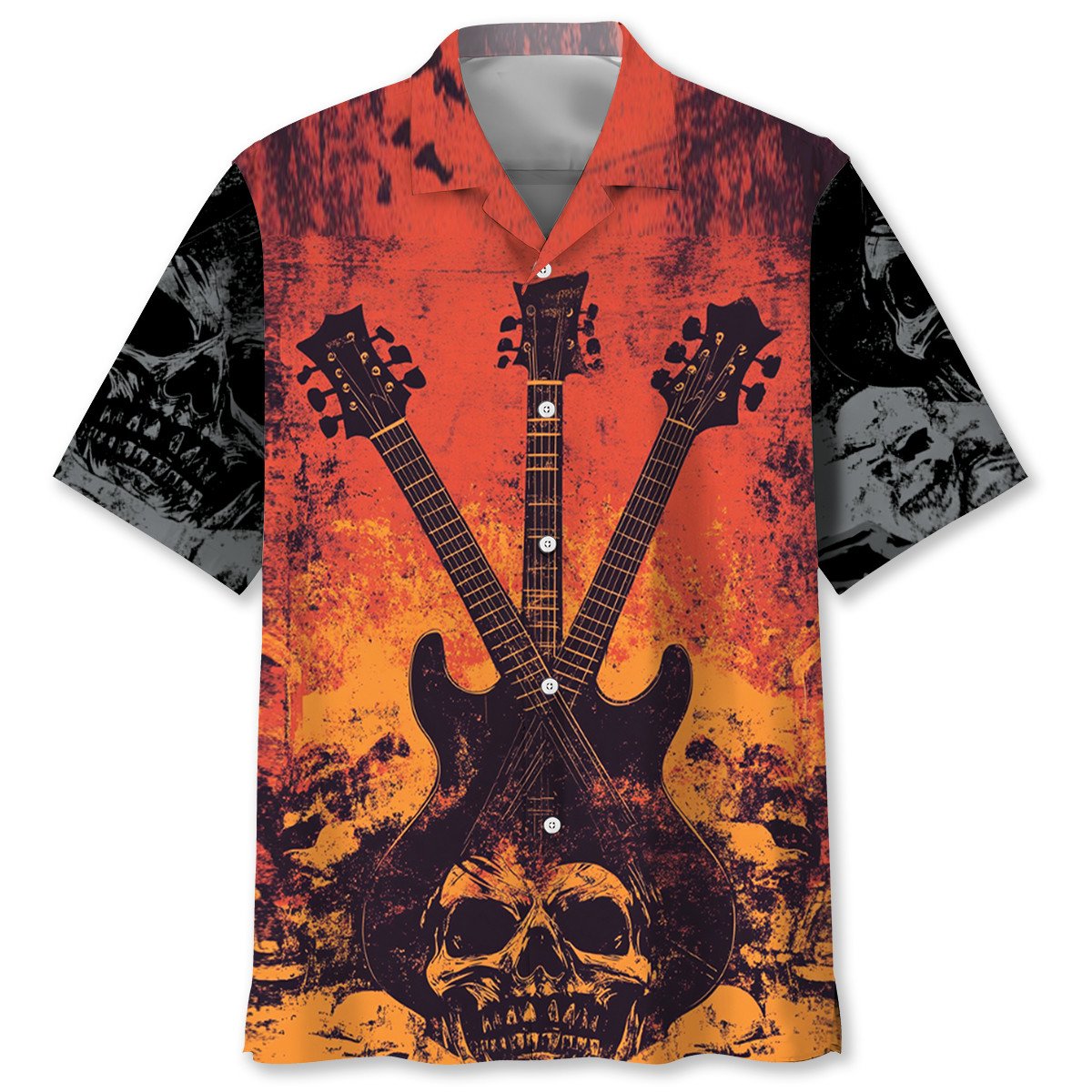 Goalzenith Guitar Crossed Skull Rock n Roll Hawaiian Shirt For Fan
