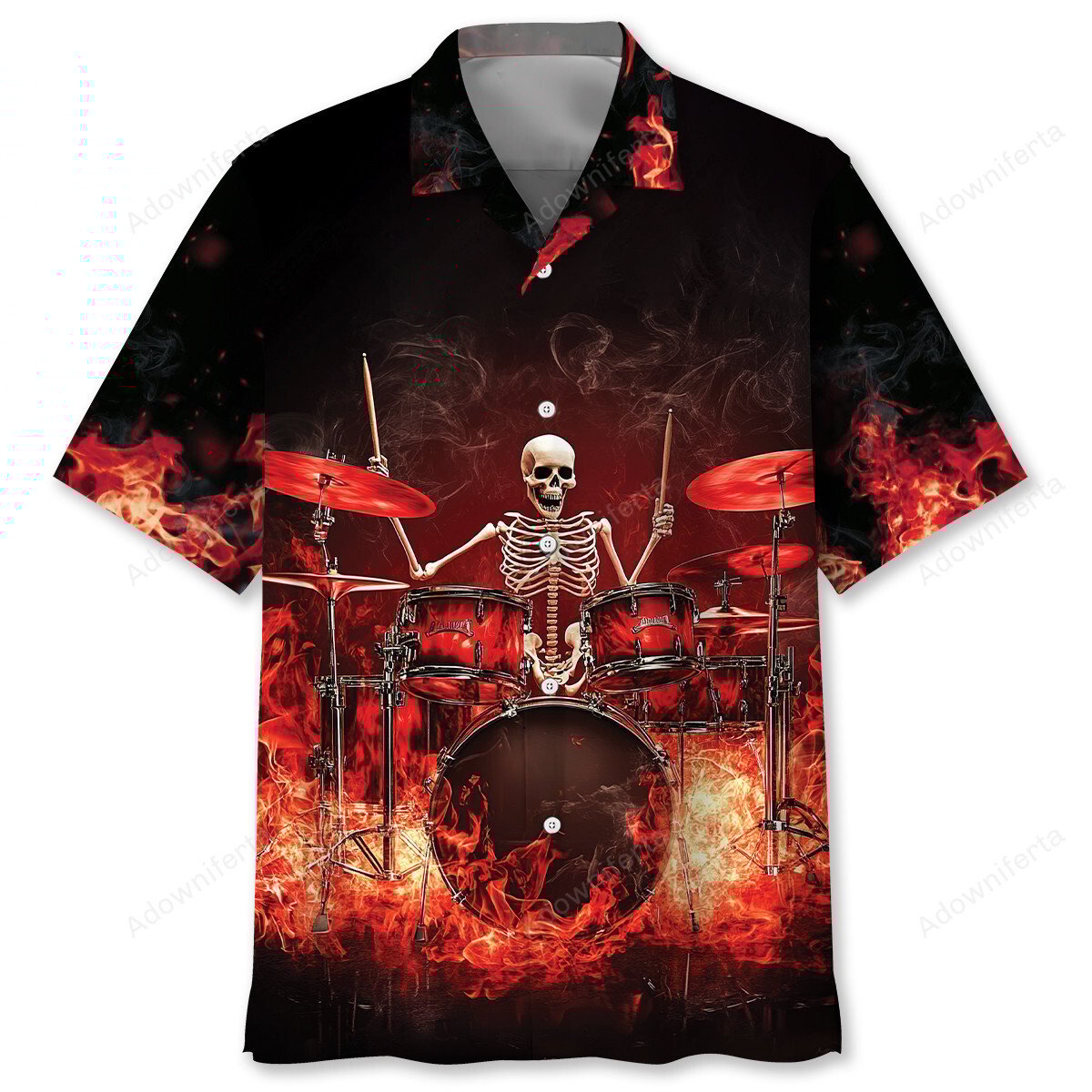 Goalzenith Halloween Racing Drum Set On Fire Hawaiian Shirt For Fan