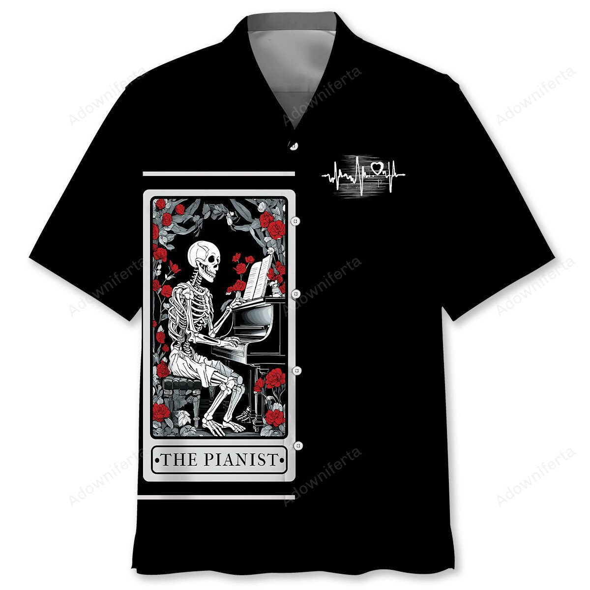 Goalzenith Halloween Skeleton Plays Piano Tarot Card Hawaiian Shirt For Fan