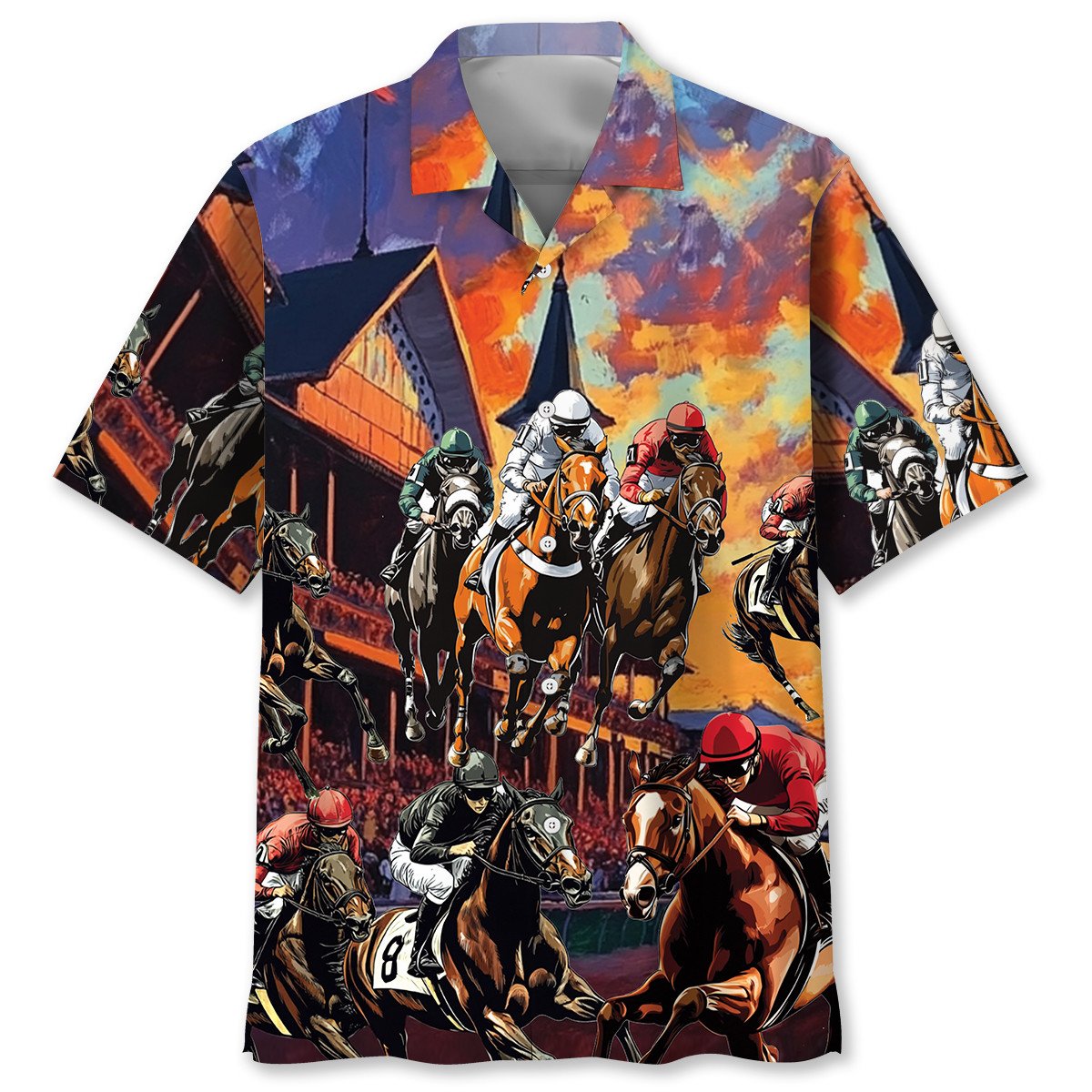 Goalzenith Horse Racing Racecourse Sunset Hawaiian Shirt For Fan