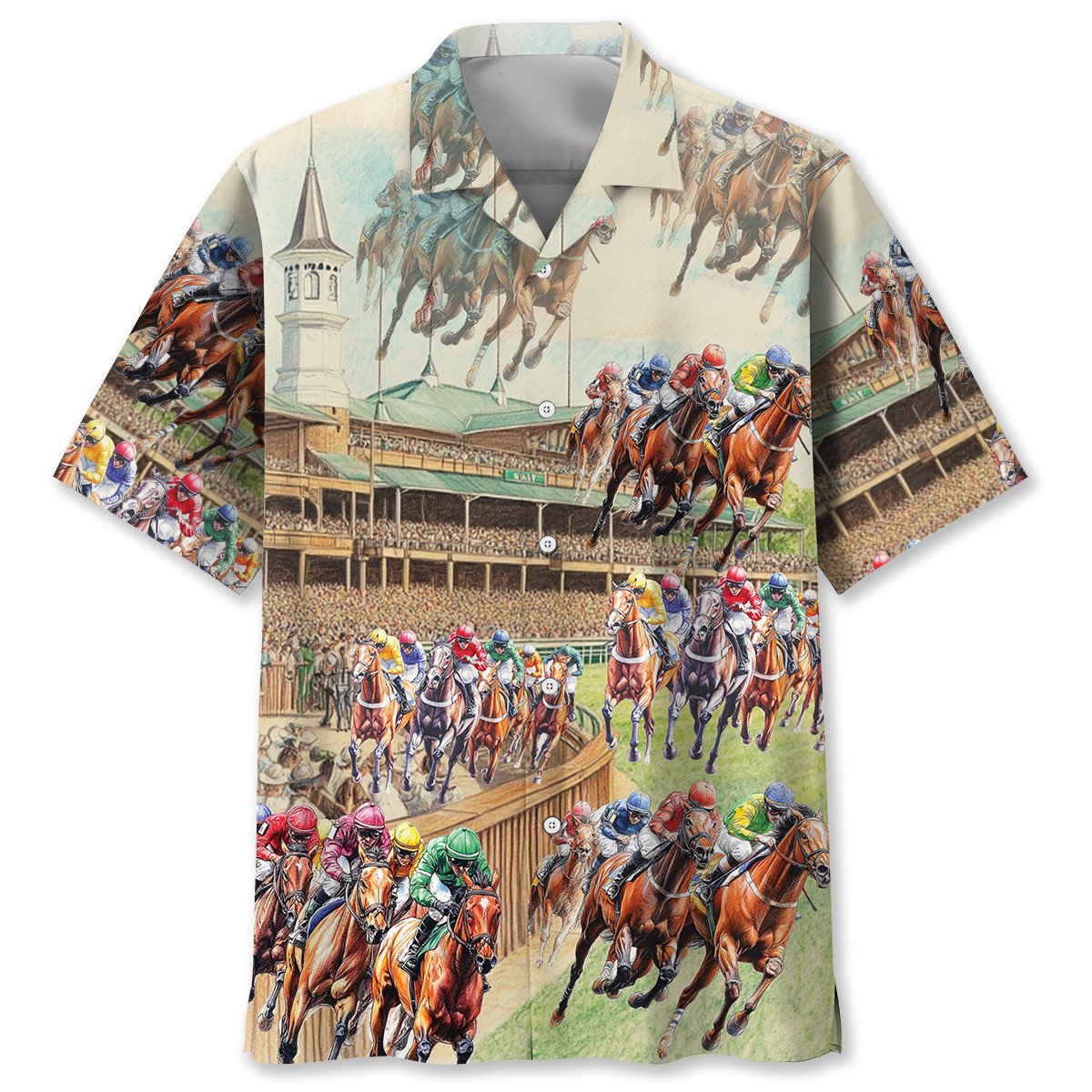 Goalzenith Horse Racing Vintage Stadium Hawaiian Shirt For Fan