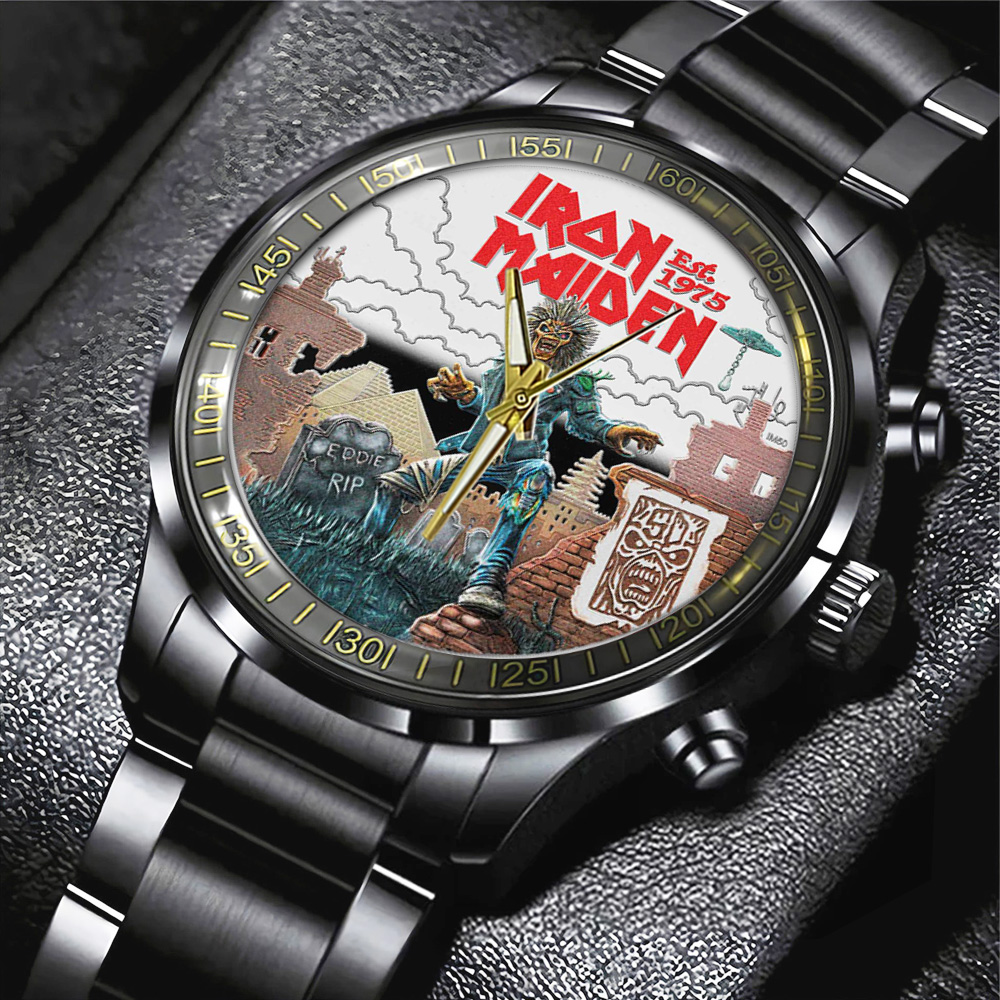 Goalzenith Iron Maiden Music Black Stainless Steel Watch For Fan