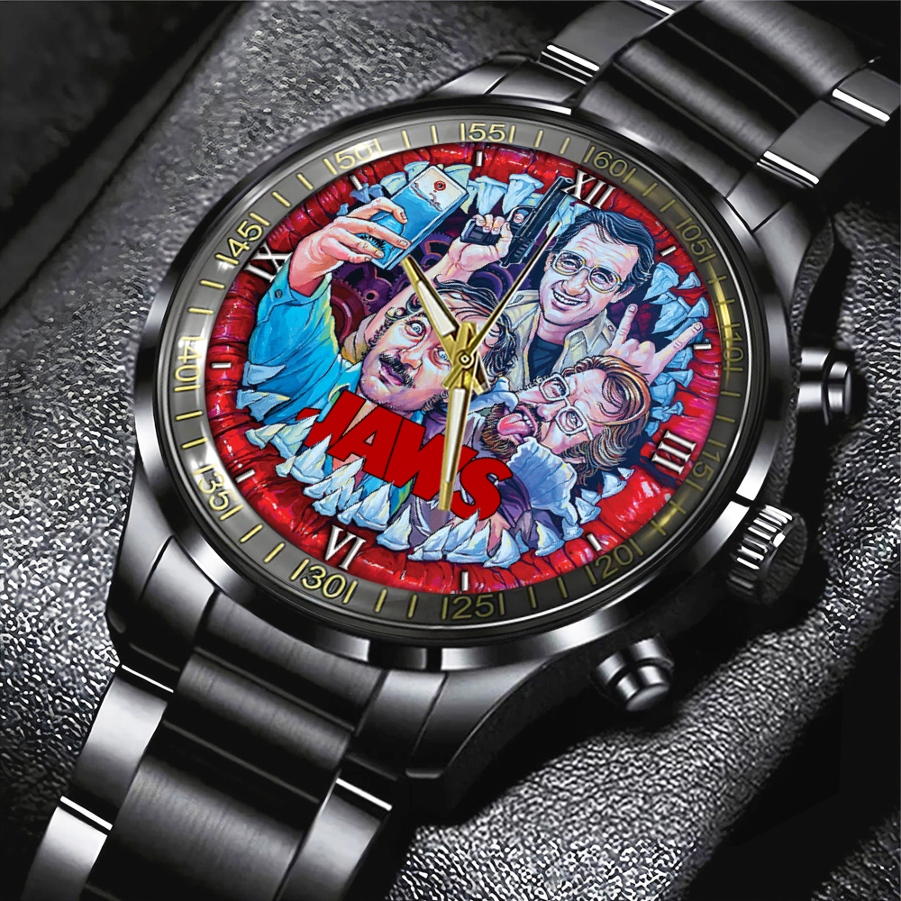 Goalzenith Jaws Movie Black Stainless Steel Watch For Fanch
