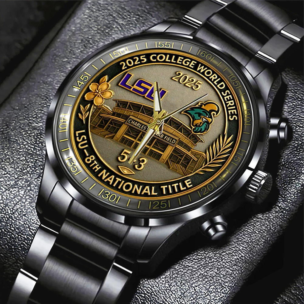 Goalzenith LSU Tigers NCAA Baseball Black Stainless Steel Watch For Fan
