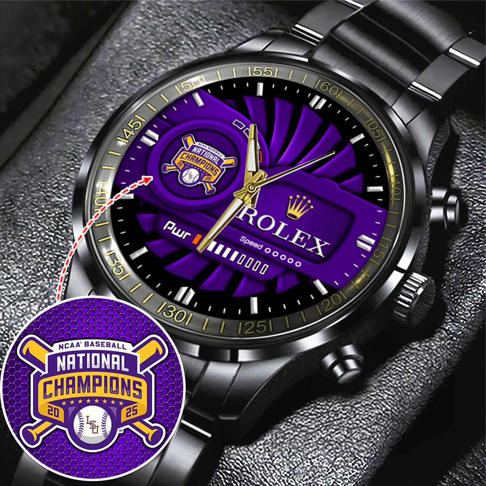 Goalzenith LSU Tigers NCAA Baseball x Rolex Black Stainless Steel Watch For Fan