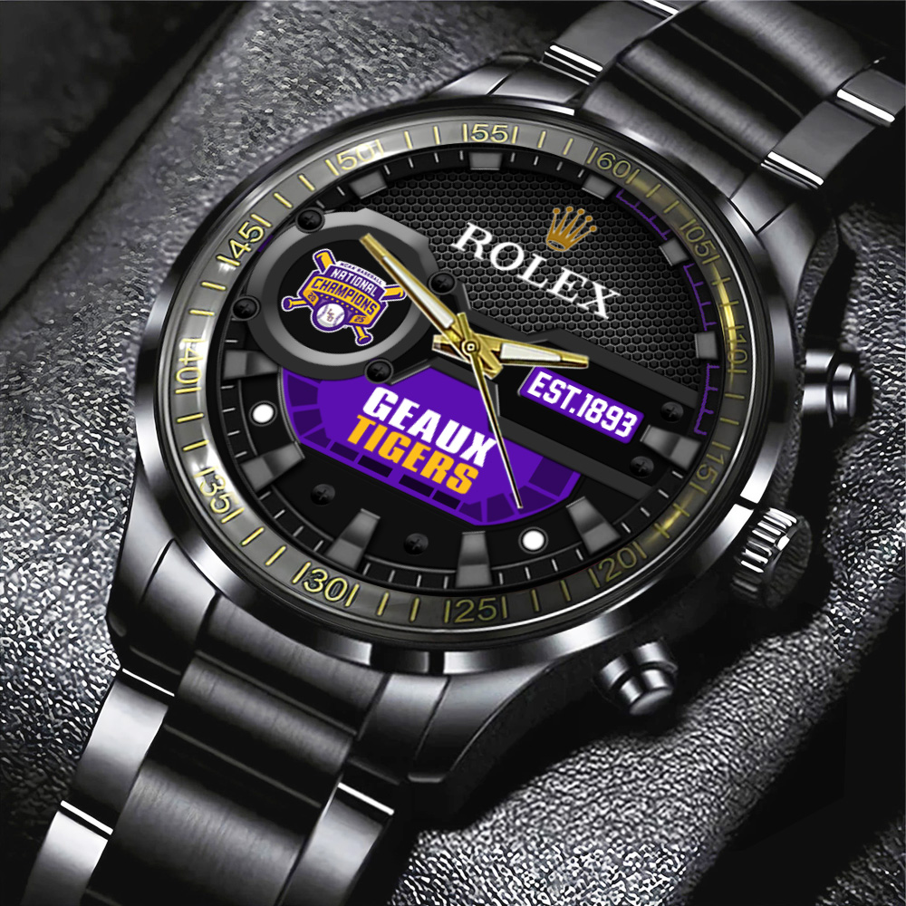 Goalzenith LSU Tigers NCAA Baseball x Rolex Black Stainless Steel Watch For Fan
