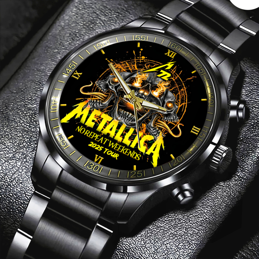 Goalzenith MET Band Music Black Stainless Steel Watch For Fanch