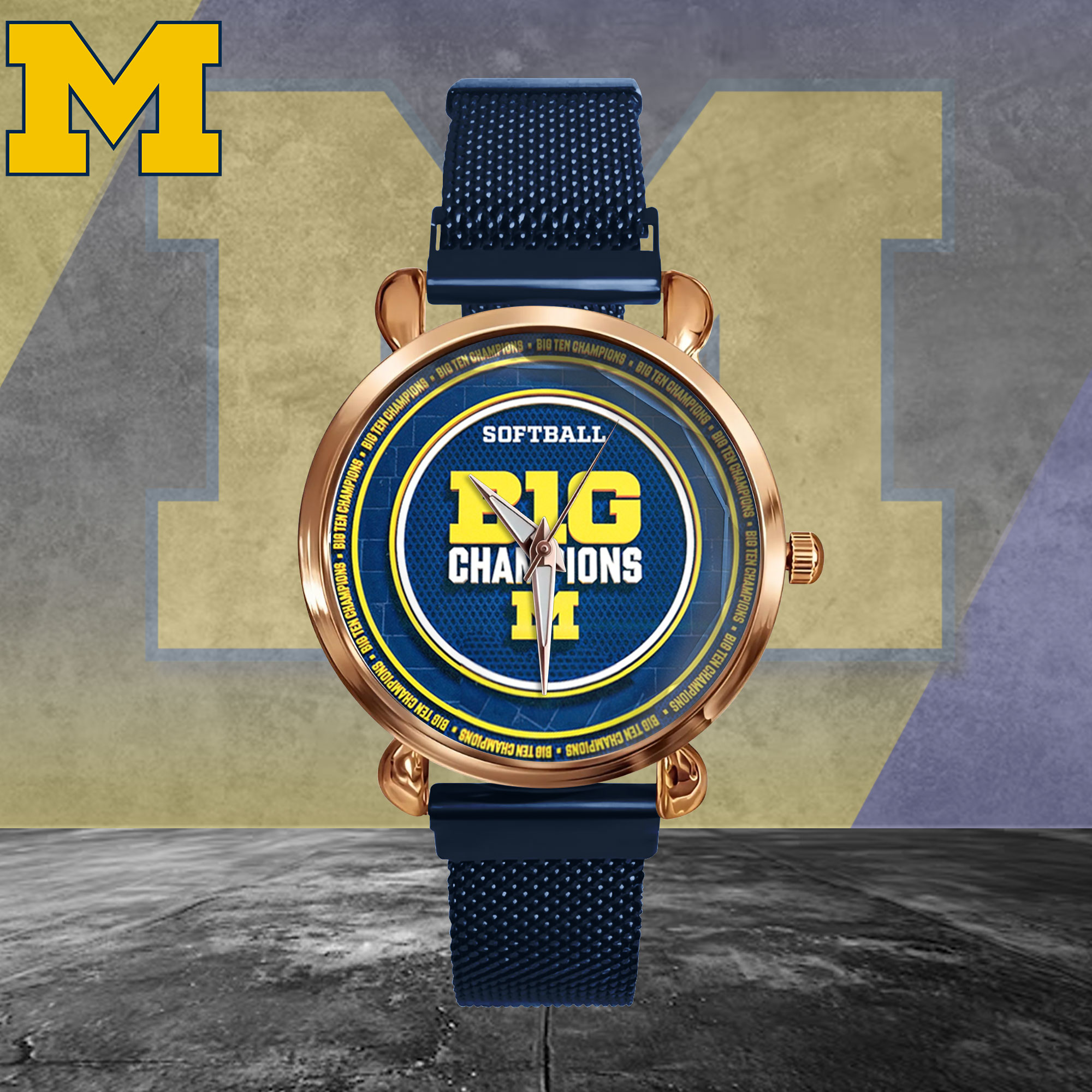 Goalzenith Michigan Wolverines NCAA Women's Softball Mesh Strap Quartz Watch For Fan