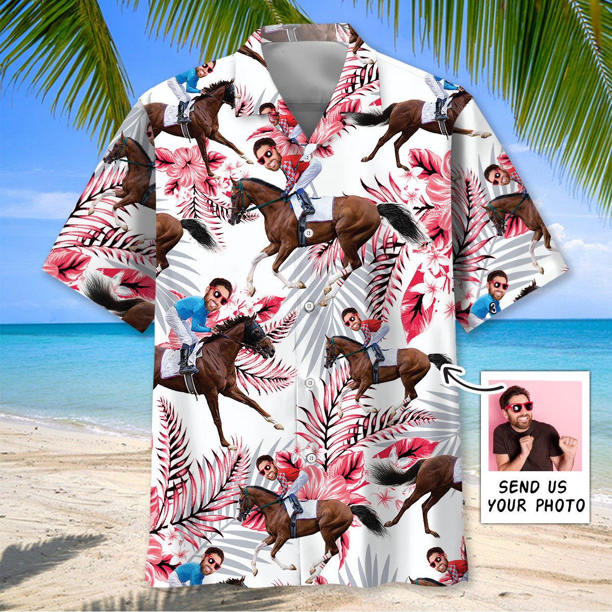 Goalzenith Nature Horse Racing Custom Face Hawaiian Shirt For Fan