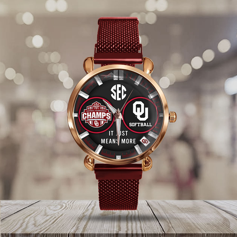 Goalzenith Oklahoma Sooners NCAA Women’s Softball Mesh Strap Quartz Watch For Fan