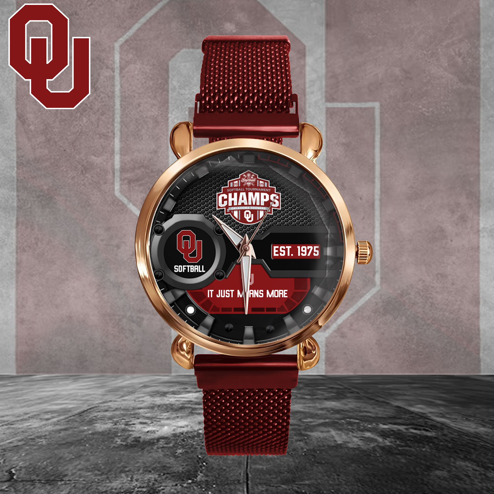 Goalzenith Oklahoma Sooners NCAA Women’s Softball Mesh Strap Quartz Watch For Fan