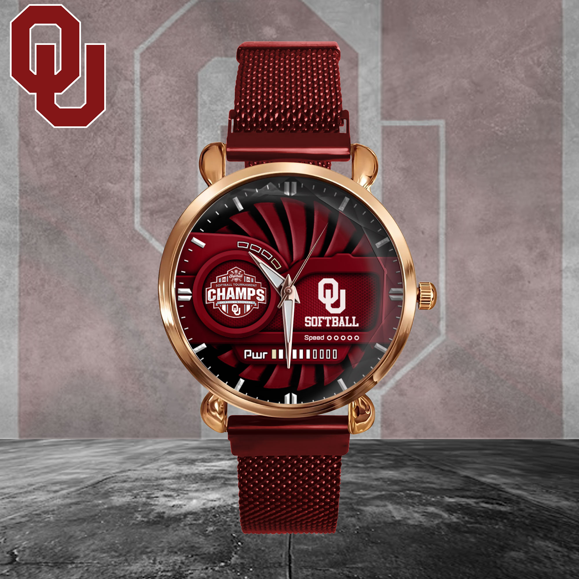 Goalzenith Oklahoma Sooners NCAA Women’s Softball Mesh Strap Quartz Watch For Fan
