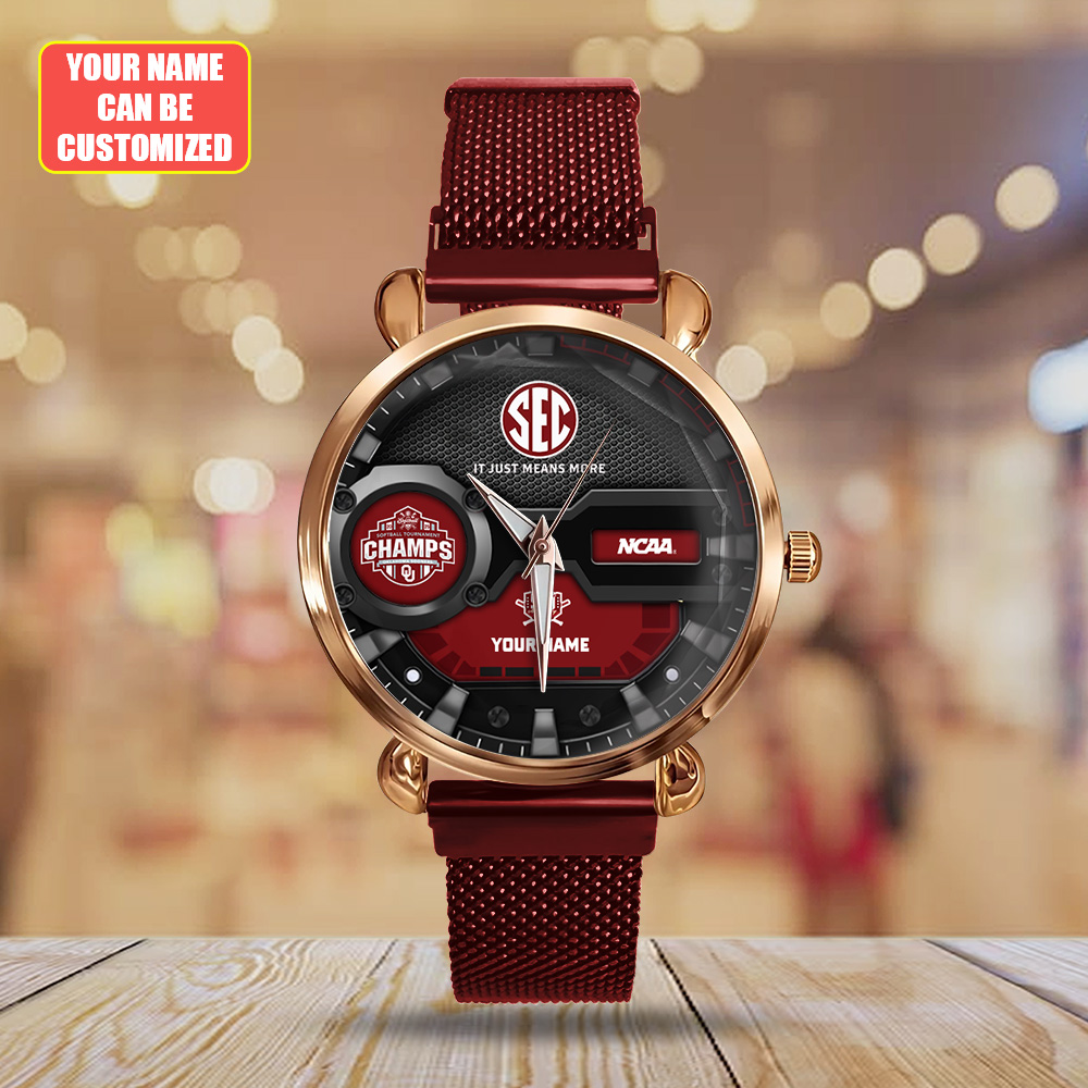 Goalzenith Personalized Oklahoma Sooners NCAA Women’s Softball Mesh Strap Quartz Watch For Fan