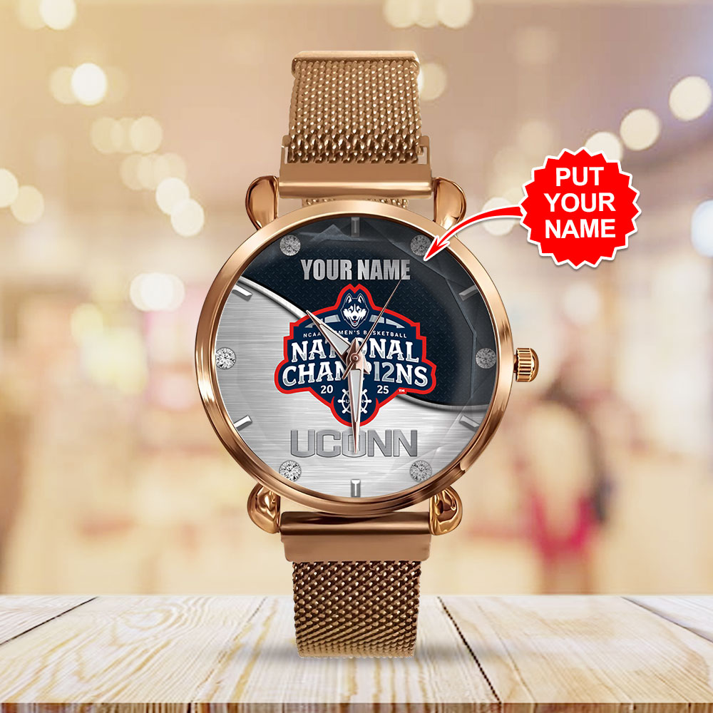 Goalzenith Personalized Uconn Huskies NCAA Women’s Basketball Mesh Strap Quartz Watch For Fan