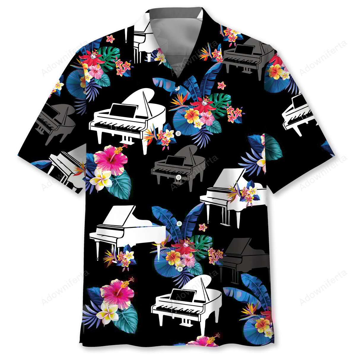 Goalzenith Piano Tropical Pattern Hawaiian Shirt For Fan