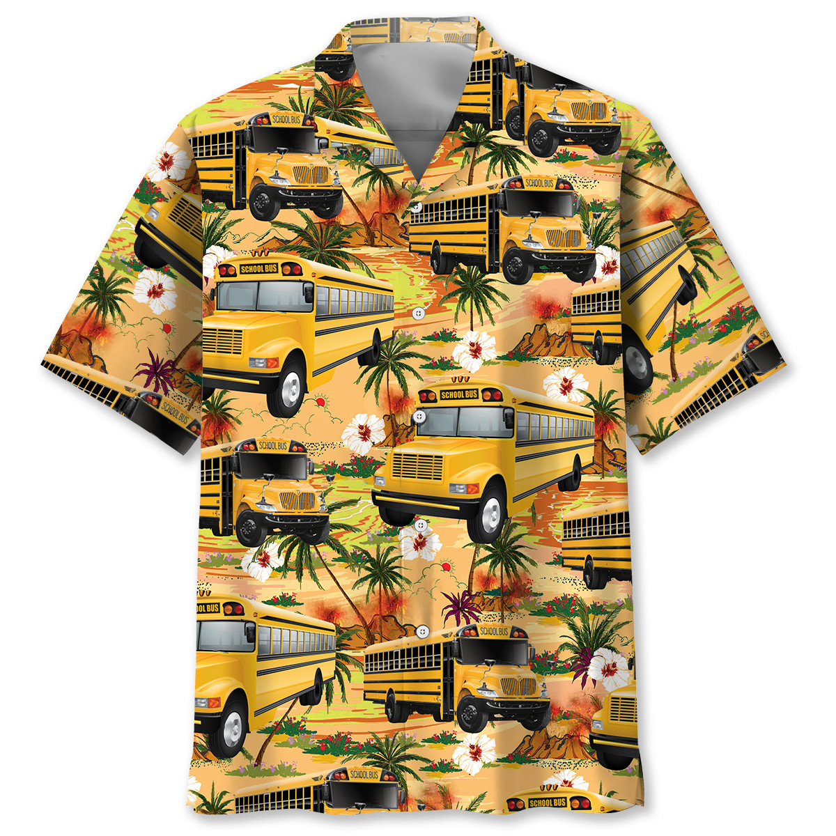 Goalzenith Retro Beach School Bus Hawaiian Shirt For Fan