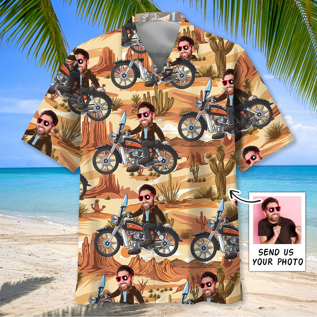Goalzenith Retro Funny Motorcycle Custom Face Hawaiian Shirt For Fan