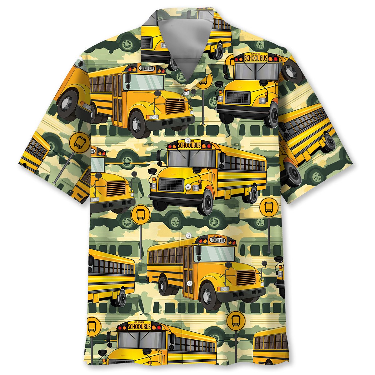 Goalzenith School Bus Camouflage Hawaiian Shirt For Fan