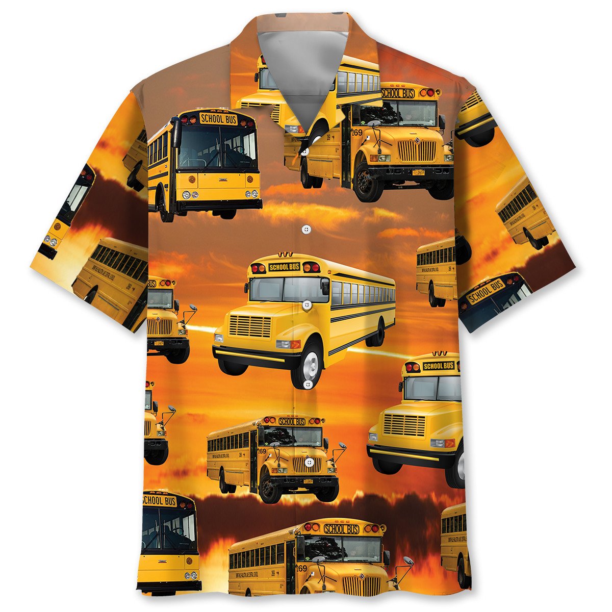 Goalzenith School Bus Sunset Hawaiian Shirt For Fan
