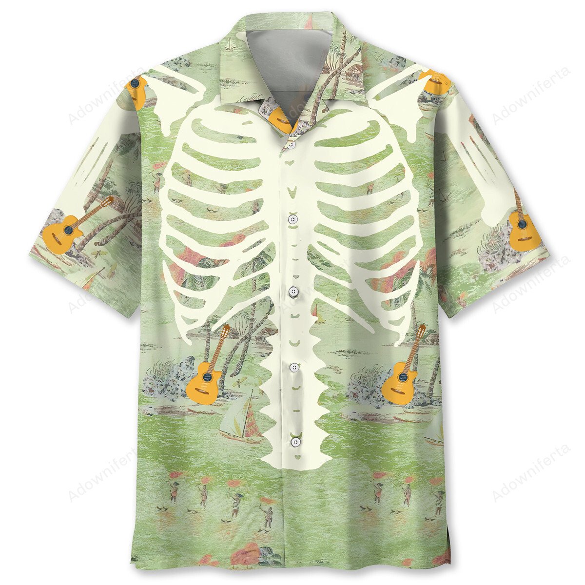 Goalzenith Skeleton Guitar Pattern Hawaiian Shirt For Fan