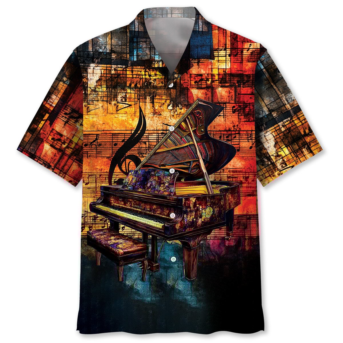 Goalzenith Stained Glass Grand Piano Hawaiian Shirt For Fan