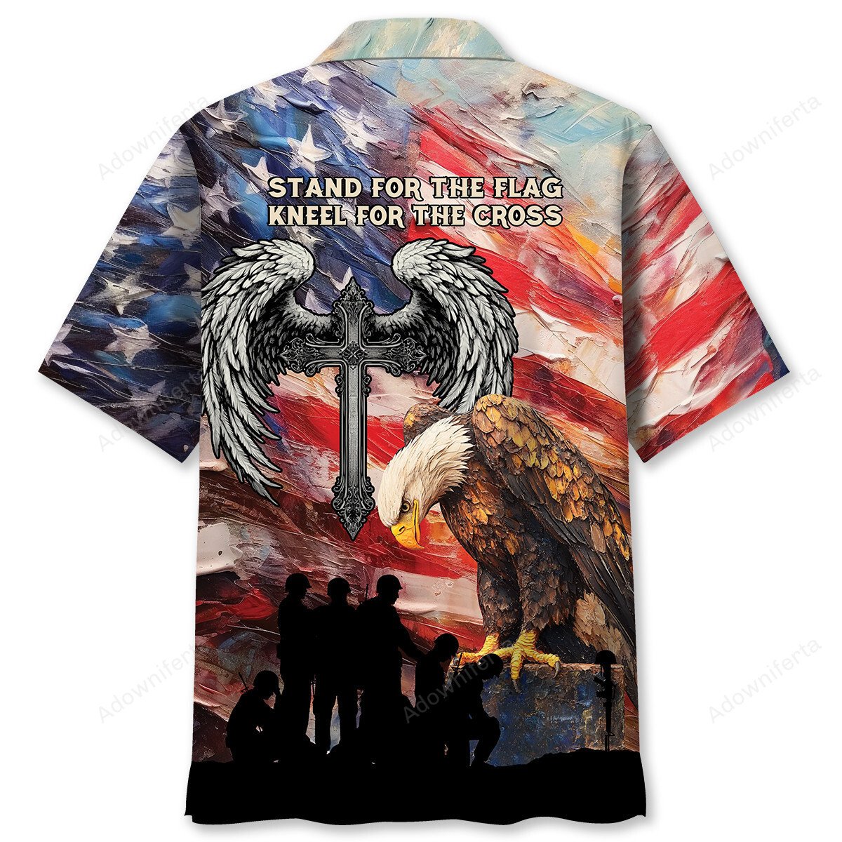 Goalzenith Stand For The Flag Kneel For The Cross Hawaiian Shirt For Fan
