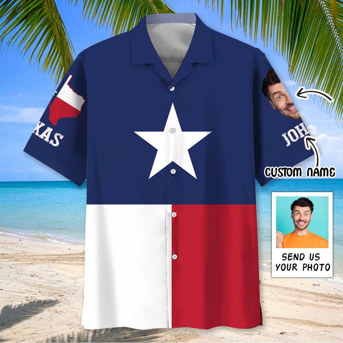 Goalzenith The Lone Star State Custom Face & Name Hawaiian Shirt For Fan