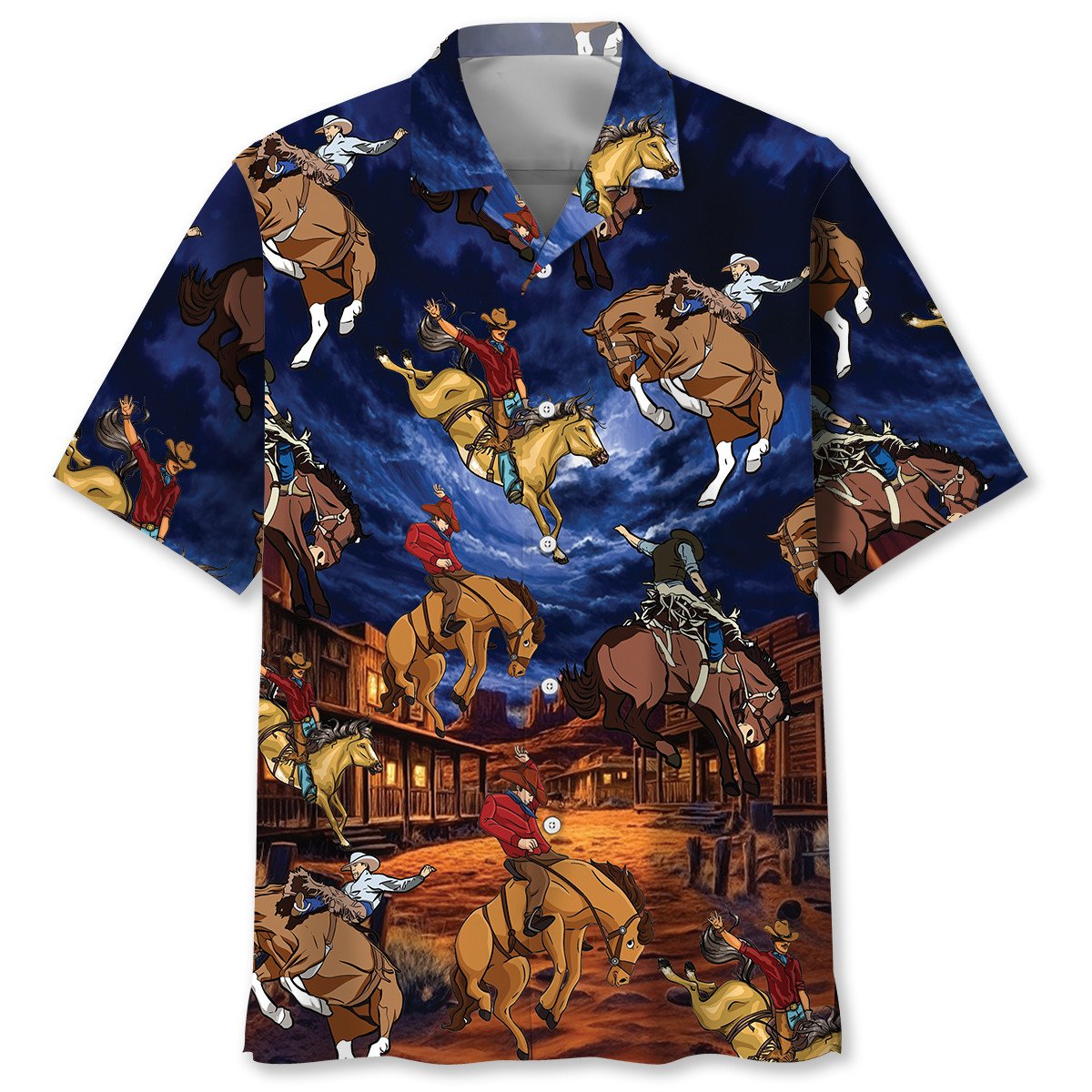 Goalzenith Vintage Wild West Night Cowboy Rodeo Show Hawaiian Shirt For Fan