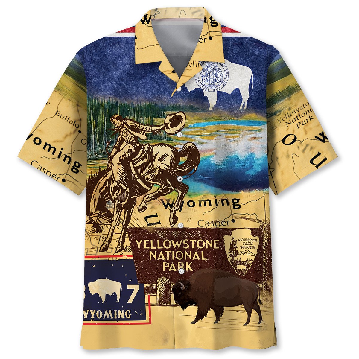 Goalzenith Vintage Wyoming State Hawaiian Shirt For Fan