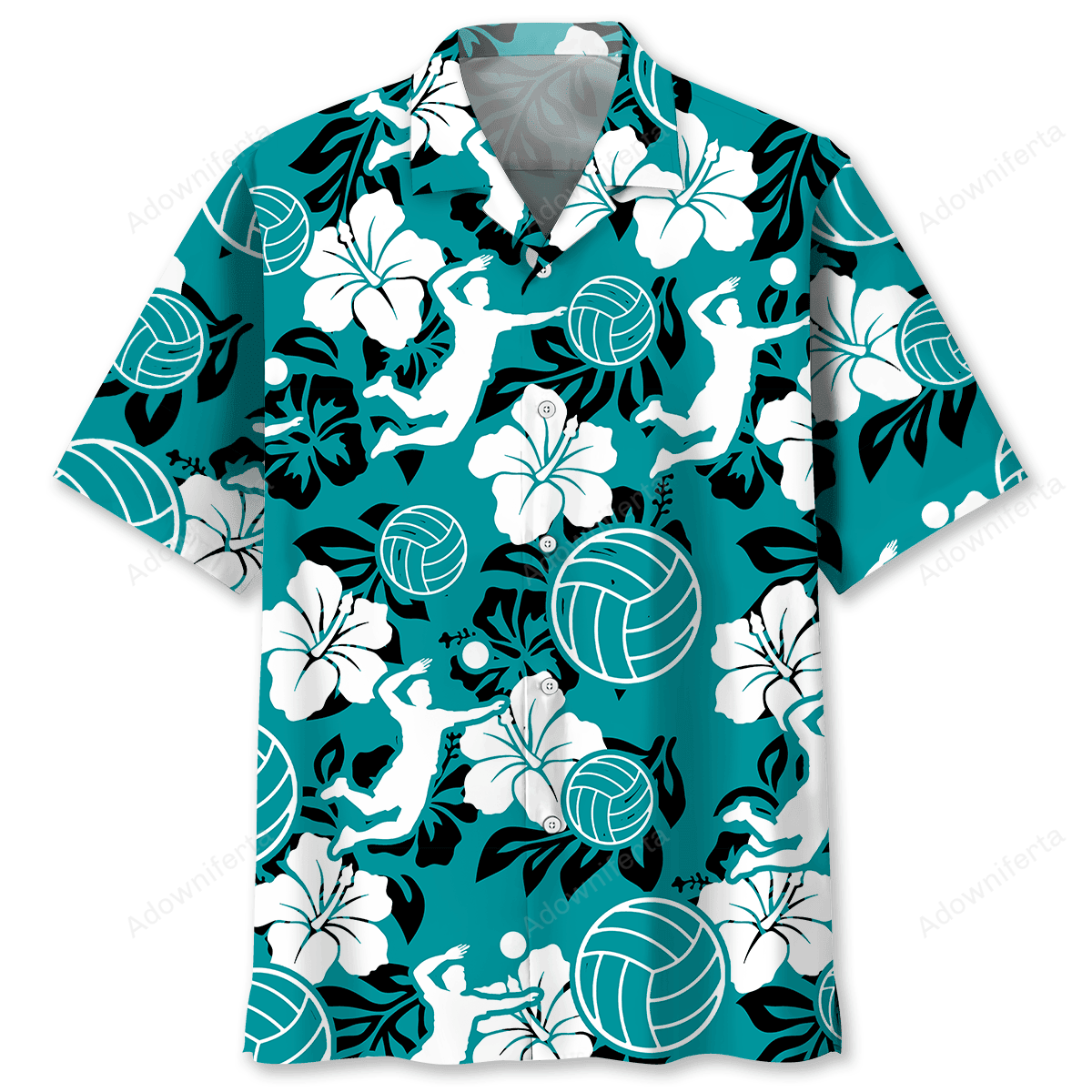 Goalzenith Volleyball Hibiscus Blue Hawaiian Shirt For Fan