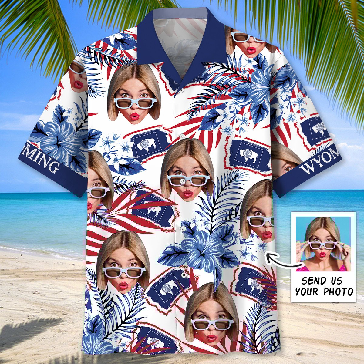 Goalzenith Wyoming State Custom Face Hawaiian Shirt For Fan