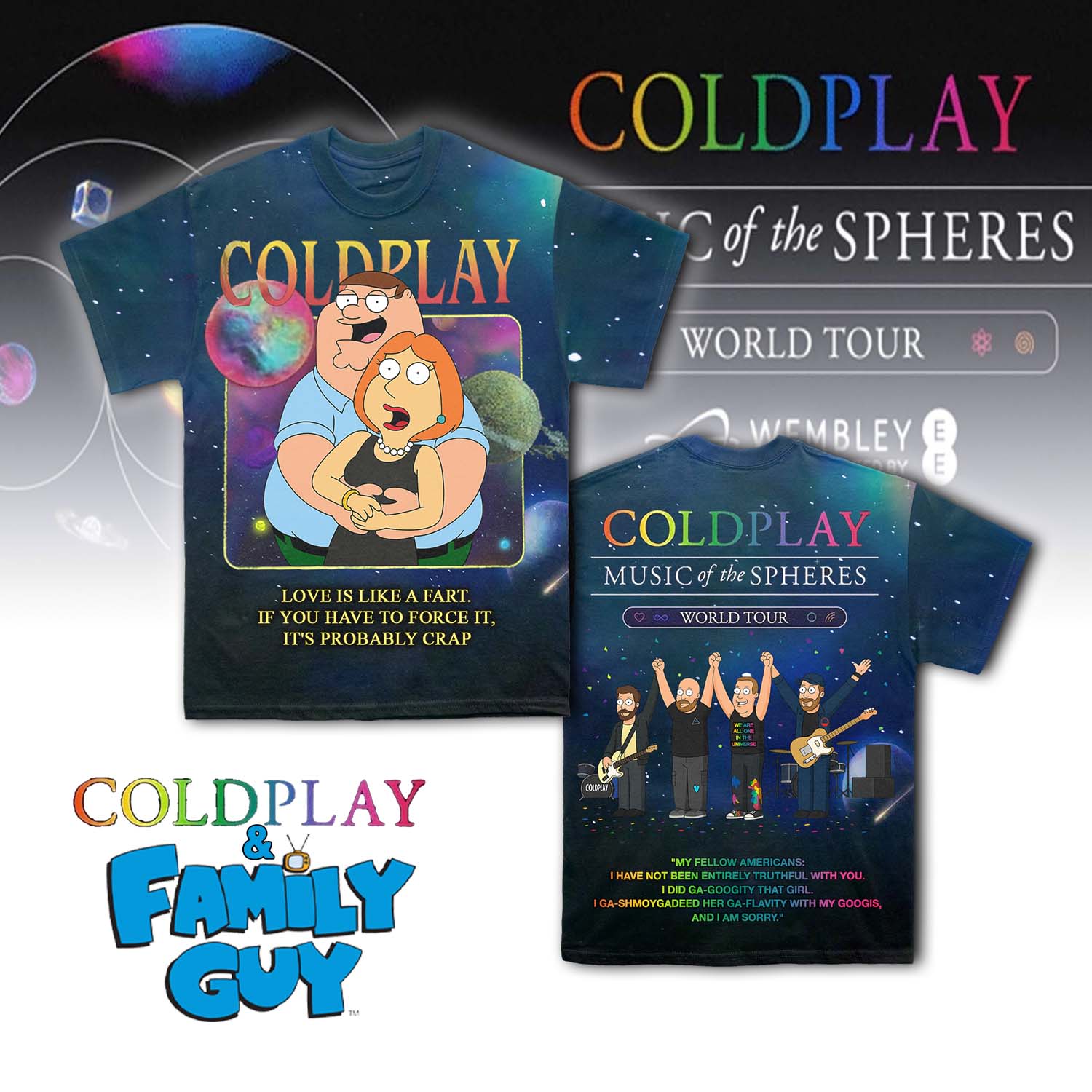 Goalzenith Coldplay’s Kiss Cam Caught Cheating x Family Guys T Shirt Gift For Fans