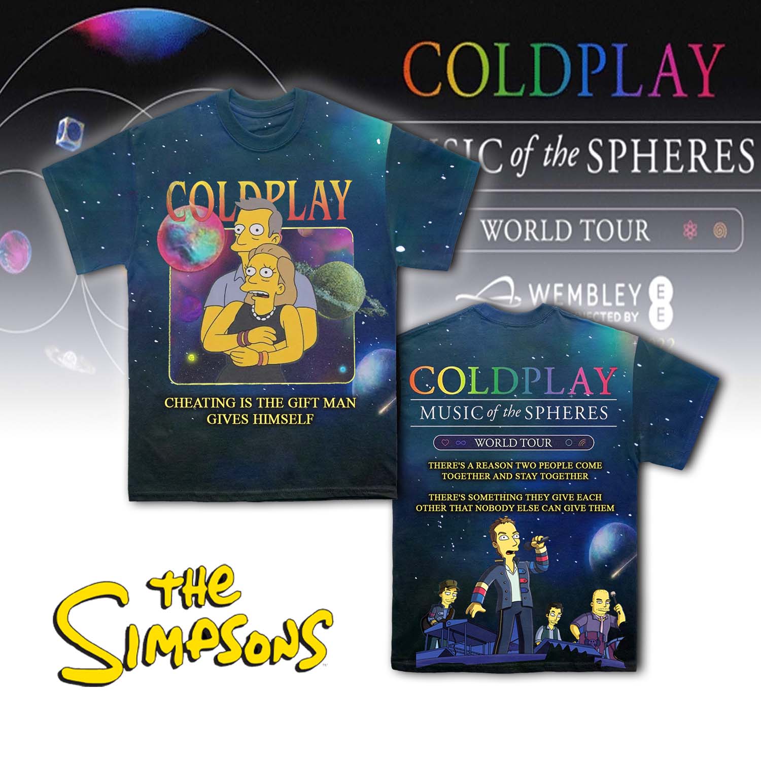 Goalzenith Coldplay’s Kiss Cam Caught Cheating x The Simpsons T Shirt Gift For Fans